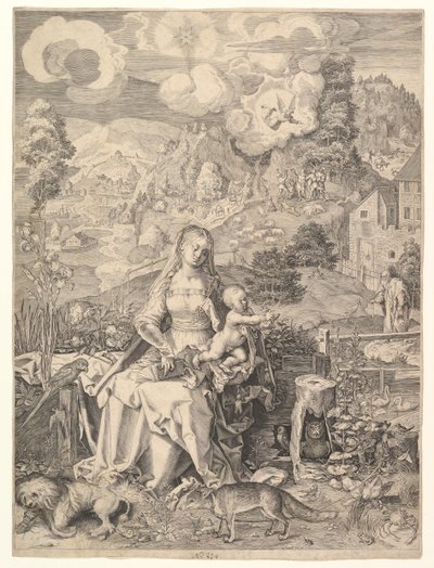 Maagd en Kind in een landschap door Aegidius Sadeler II