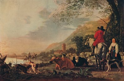 Heuvelachtig landschap met figuren, ca 1655 door Aelbert Cuyp