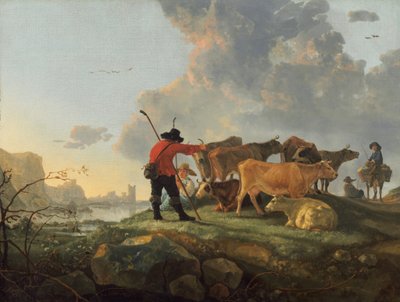 Herders die vee hoeden door Aelbert Cuyp