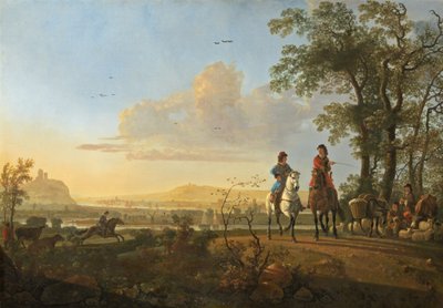 Ruiters en herders met vee door Aelbert Cuyp