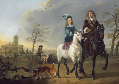 Dame en heer te paard, ca. 1655, herwerkt 1660-1665 door Aelbert Cuyp