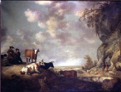 Landschap met Herder die Muziek Maakt door Aelbert Cuyp
