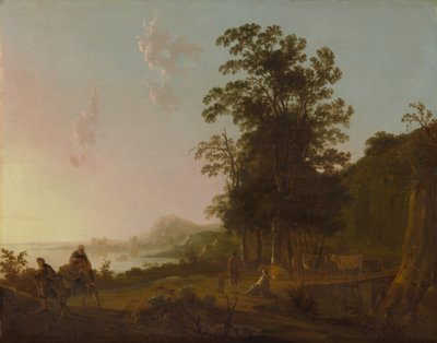 Landschap met de vlucht naar Egypte door Aelbert Cuyp