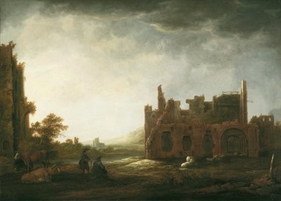 Landschap met de ruïnes van de Abdij van Rijnsburg door Aelbert Cuyp