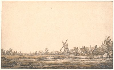 Landschap met een molen door Aelbert Cuyp