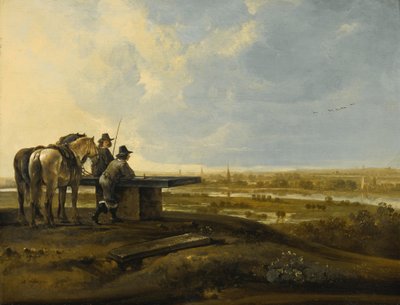 Twee ruiters op een heuvelrug door Aelbert Cuyp
