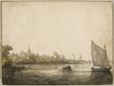 Uitzicht op IJsselmonde Gezien Over de Nieuwe Maas door Aelbert Cuyp
