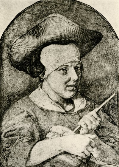 Vrouw met strohoed en Rommelpot door Aert Cosyn