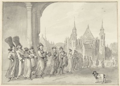 Het gezantschap van de Tsaar van Moskou op weg naar de Statenvergadering in Den Haag, 4 november 1631 door Aert Schouman