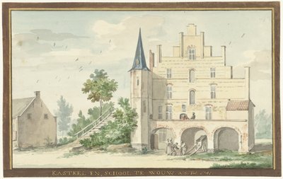 Het kasteel en school te Wouw door Aert Schouman