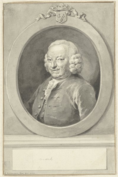 Portret van Johan Hudde Dedel, in ovaal, naar links door Aert Schouman