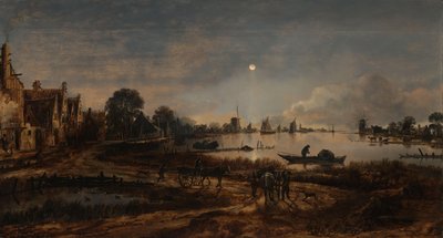 Riviergezicht bij Maanlicht door Aert van der Neer