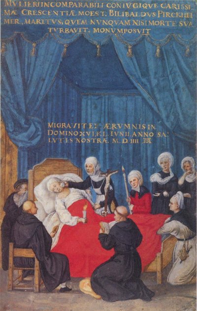de dood van Crescentia Pirckheimer door After Albrecht Dürer