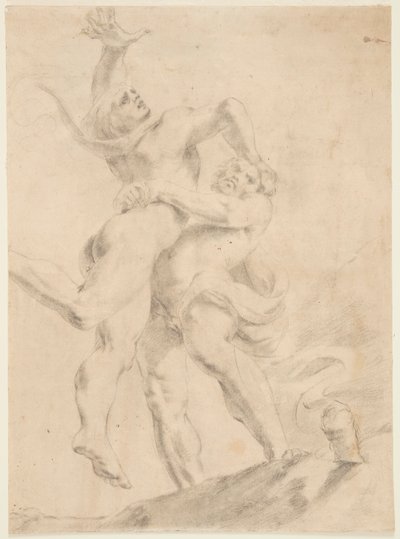 Studie voor Hercules en Antaeus door After Annibale Carracci
