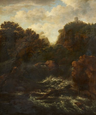 Berglandschap met waterval door after Jacob van Ruisdael