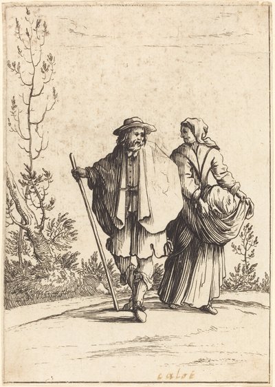 Bedelaarskoppel, met Landschap op de Achtergrond door After Jacques Callot