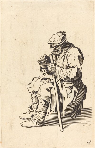 Bedelaar die eet door After Jacques Callot