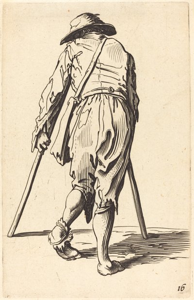 Bedelaar met Krukken en Hoed, Achteraanzicht door After Jacques Callot