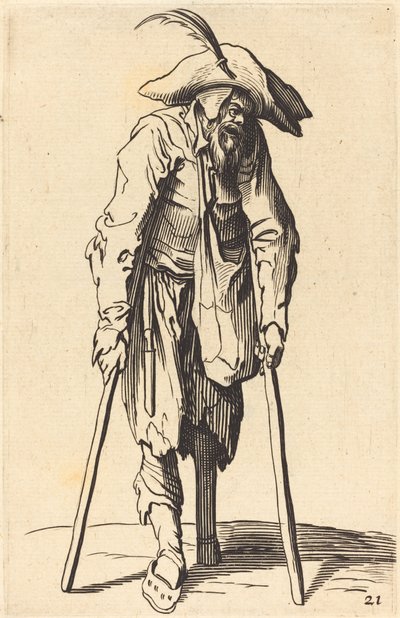 Bedelaar met houten been door After Jacques Callot