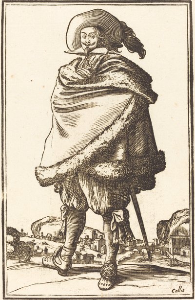 Edelman Gehuld in een Met Bont Afgewerkte Mantel door After Jacques Callot