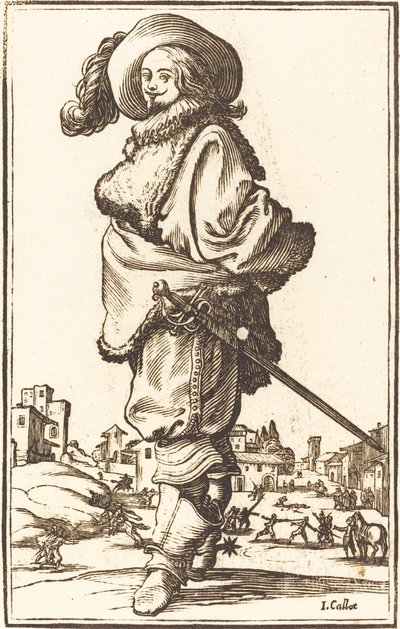 Edelman met bont plastron door After Jacques Callot