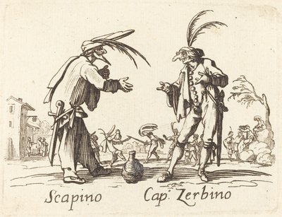 Scapino en Kapitein Zerbino door After Jacques Callot