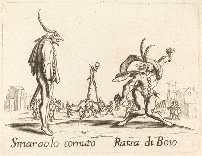 Smaralo Cornuto en Ratsa di Boio door After Jacques Callot