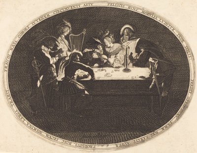 De kaartspelers door After Jacques Callot