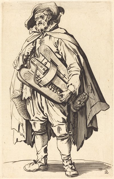 De draailierspeler door After Jacques Callot