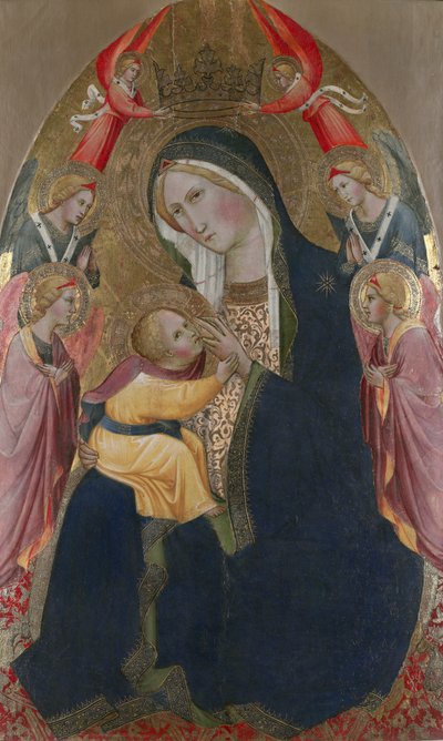 De Madonna van nederigheid met aanbiddende engelen door Agnolo Gaddi