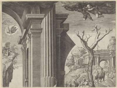 Aanbidding door de koningen (deel rechtsboven) door Agostino Carracci