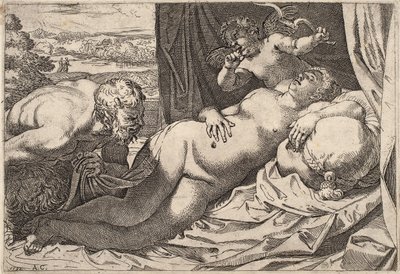 Sater en Nimf door Agostino Carracci