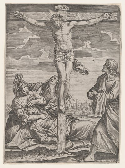 De Kruisiging, 1582 door Agostino Carracci