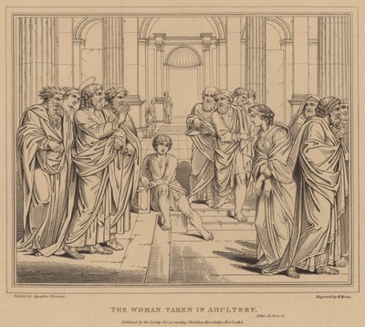 De vrouw betrapt op overspel, Johannes door Agostino Carracci