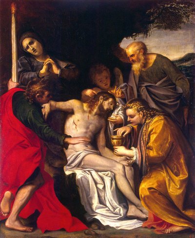 De klaagzang van Christus door Agostino Carracci