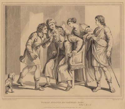 Tobias Zalfde de Ogen van zijn Vader door Agostino Carracci