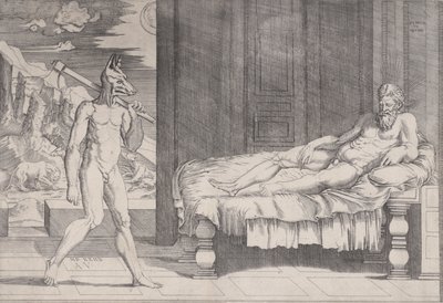 Lycaon Veranderd in een Wolf, gedateerd 1524 door Agostino Veneziano