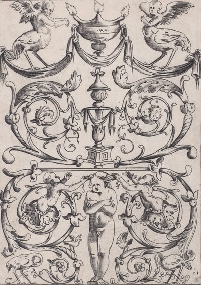 Ornamentaal paneel door Agostino Veneziano