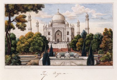 De Taj Mahal vanuit de Tuin, ca. 1840 door Agra School