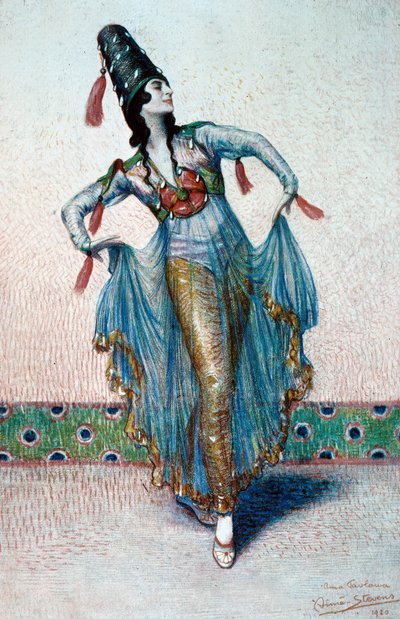 Portret van Anna Pavlova Russiandanseres door Aimé Stevens