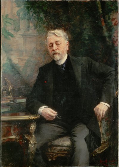 Gustave Eiffel, ingenieur, bouwde de Eiffeltoren in Parijs ... (schilderij op doek) door Aimé Nicolas Morot