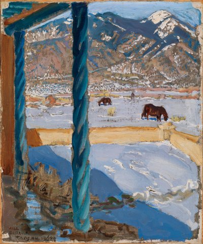 Huis in Taos in zonlicht door Akseli Gallen-Kallela