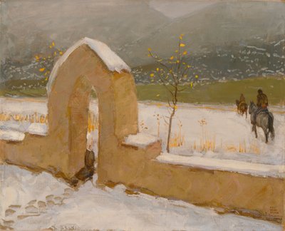 De poort in Taos door Akseli Gallen-Kallela