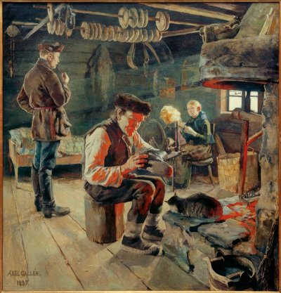 Boerenkamer door Akseli Valdemar Gallen Kallela
