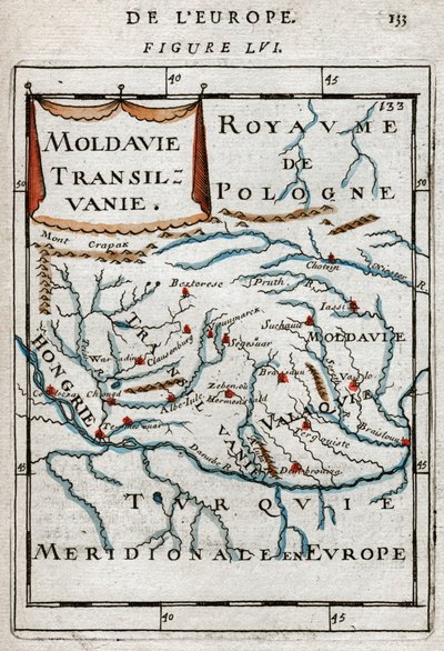 Kaart van Roemenië 1683 door Alain Manesson Mallet