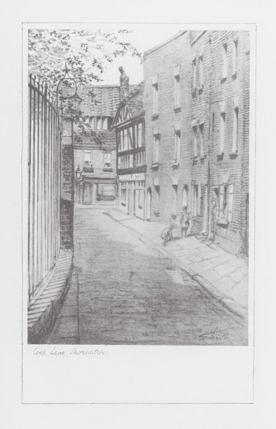 Lanes in Londen: Cock Lane, Shoreditch (litho) door Alan Stapleton