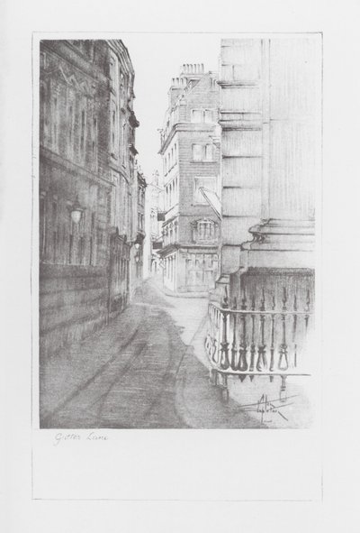 Londense lanen: Gutter Lane (litho) door Alan Stapleton
