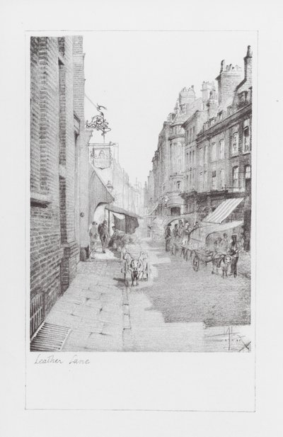 Lanes in Londen: Leather Lane (litho) door Alan Stapleton