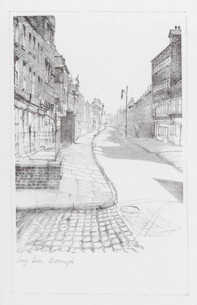 Lanes in Londen: Long Lane, Borough (litho) door Alan Stapleton