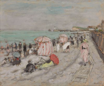 Op het strand (olieverf op papier op karton) door Albert Andre
